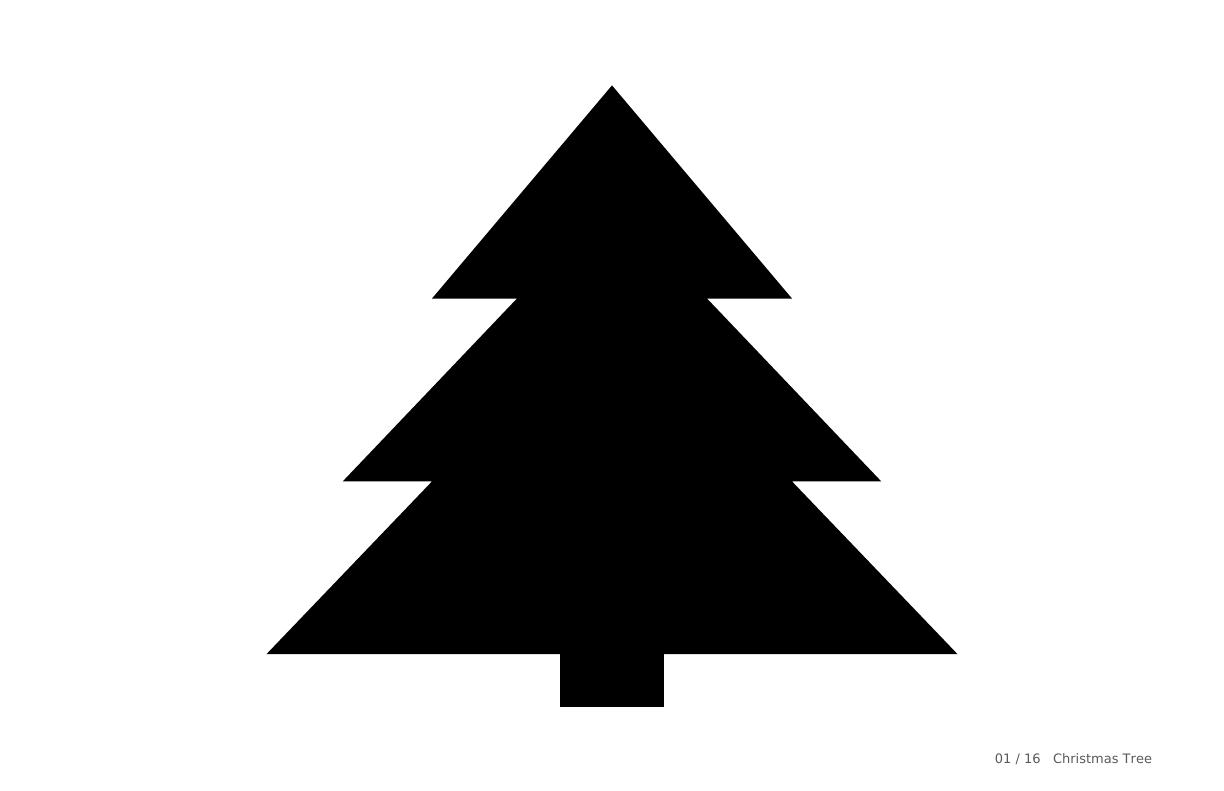 Christmas Tree card from the Christmas collection: a large black tree silhouette on white.